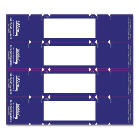 File Pocket Handles, 9.63 X 2, Dark Blue/white, 4/sheet, 12 Sheets/pack