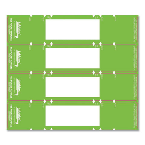 File Pocket Handles, 9.63 X 2, Green/white, 4/sheet, 12 Sheets/pack