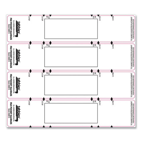 File Pocket Handles, 9.63 X 2, White, 4/sheet, 12 Sheets/pack