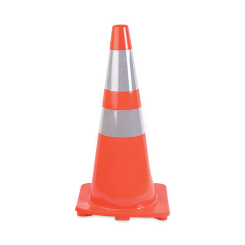 Traffic Cone, 14 X 14 X 28, Orange/silver