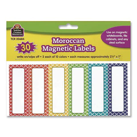 Moroccan Magnetic Labels, 10 Assorted Colors, 2.5" X 1", 30/pack