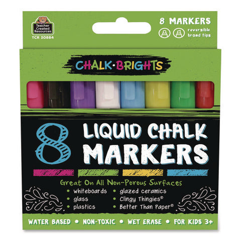 Chalk Brights Liquid Chalk Markers, Broad Reversible Bullet/chisel Tips, Assorted Colors, 8/pack