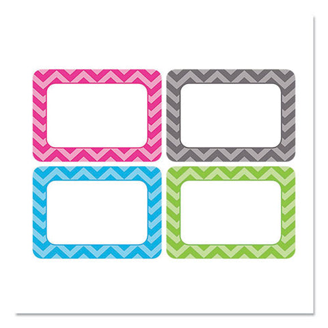 All Grade Self-adhesive Name Tags, 3.5 X 2.5, Chevron Border Design, Assorted Colors, 36/pack