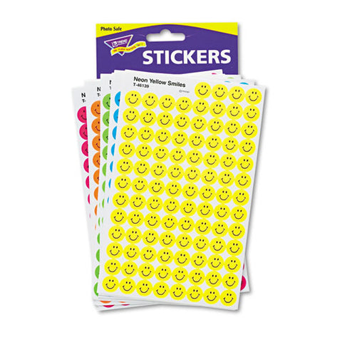 Superspots And Supershapes Sticker Variety Packs, Neon Smiles, Assorted Colors, 2,500/pack