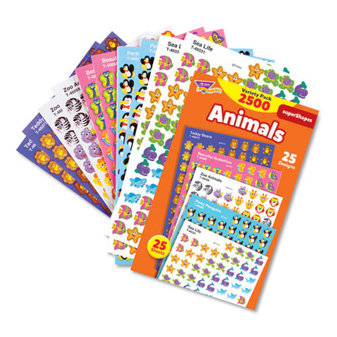 Superspots And Supershapes Sticker Packs, Animal Antics, Assorted Colors, 2,500 Stickers