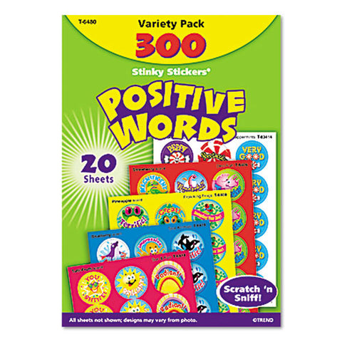 Stinky Stickers Variety Pack, Positive Words, Assorted Colors, 300/pack