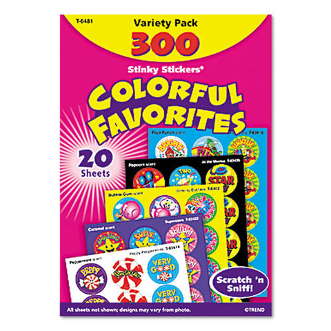 Stinky Stickers Variety Pack, Colorful Favorites, Assorted Colors, 300/pack