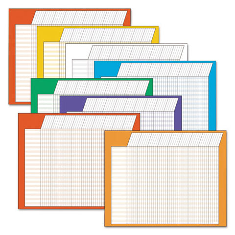 Jumbo Horizontal Incentive Chart Pack, 28 X 22, Assorted Colors With Assorted Borders, 8/pack