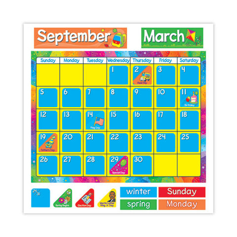 Year Around Calendar Bulletin Board Set, 12-month Calendar, 22" X 17", Assorted Colors, 106/set