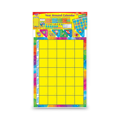 Year Around Calendar Bulletin Board Set, 12-month Calendar, 22" X 17", Assorted Colors, 106/set