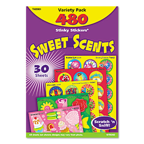 Stinky Stickers Variety Pack, Sweet Scents, Assorted Colors, 483/pack