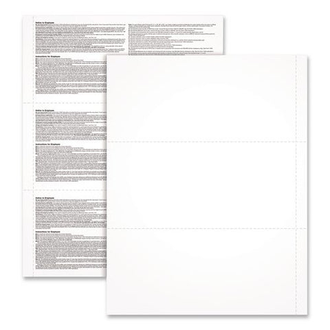 2024 W-2 3-up Employee Copy Blank Front With Copy B Backers; 8.5 X 3.66, 3 Forms/sheet, 300 Forms Total