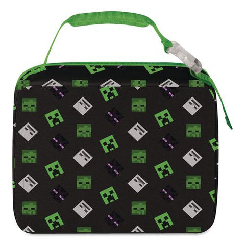 Minecraft Insulated Soft Lunch Bag, 9.5 X 3.75 X 7.5, Black/green/multicolor