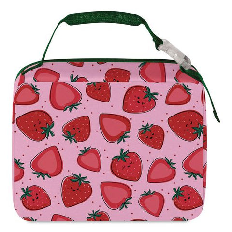 Kids Strawberry Smiles Insulated Lunch Bag, 9.5 X 3.75 X 7.5, Red Strawberry Print