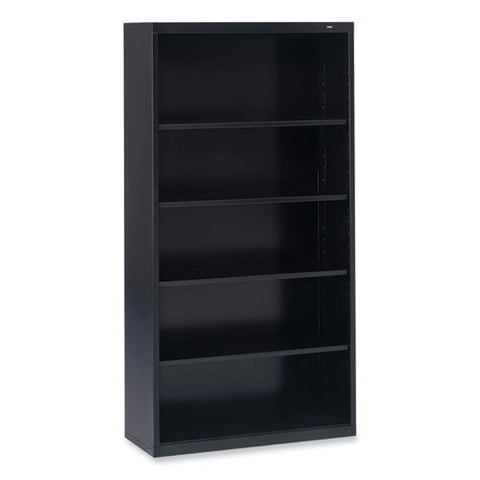 Metal Bookcase, Five-shelf, 34.5w X 13.5d X 66h, Black