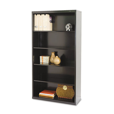 Metal Bookcase, Five-shelf, 34.5w X 13.5d X 66h, Black