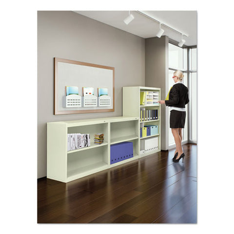 Metal Bookcase, Six-shelf, 34.5w X 13.5h X 78h, Putty