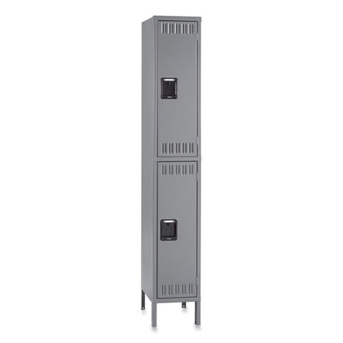 Double Tier Locker With Legs, Single Stack, 12w X 18d X 78h, Medium Gray