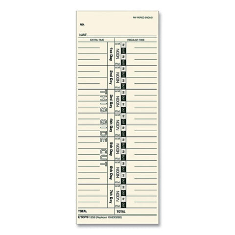 Time Clock Cards, Replacement For 10-800292, One Side, 3.5 X 9, 500/box