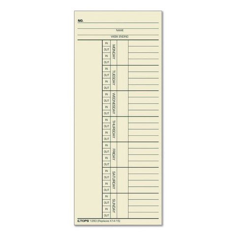 Time Clock Cards, Replacement For K14-15, Two Sides, 3.38 X 8.25, 100/pack