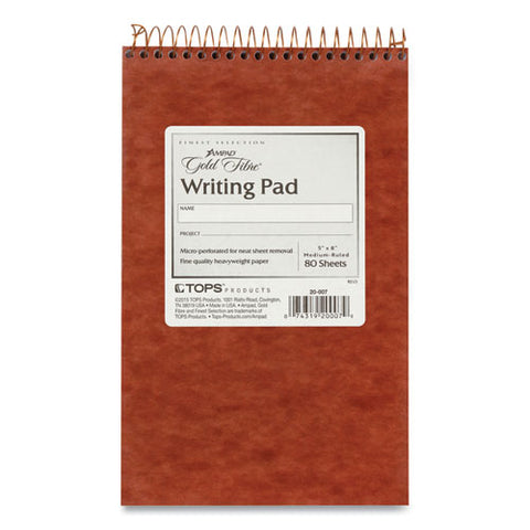 Gold Fibre Retro Wirebound Writing Pads, Medium/college Rule, Red Cover, 80 White 5 X 8 Sheets