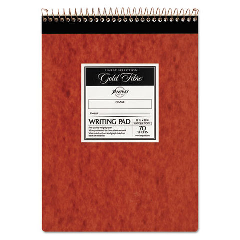 Gold Fibre Retro Wirebound Writing Pads, Wide/legal And Quadrille Rule, Red Cover, 70 White 8.5 X 11.75 Sheets