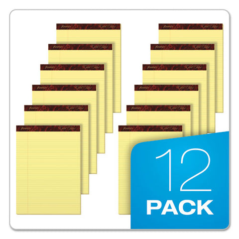 Gold Fibre Quality Writing Pads, Narrow Rule, 50 Canary-yellow 8.5 X 11.75 Sheets, Dozen