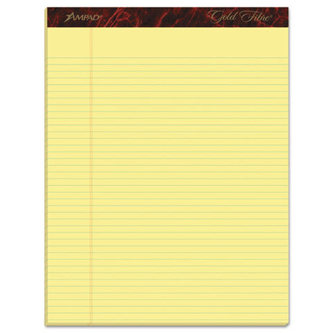 Gold Fibre Quality Writing Pads, Narrow Rule, 50 Canary-yellow 8.5 X 11.75 Sheets, Dozen