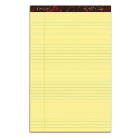 Gold Fibre Quality Writing Pads, Wide/legal Rule, 50 Canary-yellow 8.5 X 14 Sheets, Dozen