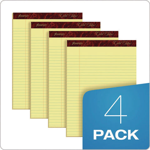 Gold Fibre Writing Pads, Wide/legal Rule, 50 Canary-yellow 8.5 X 11.75 Sheets, 4/pack