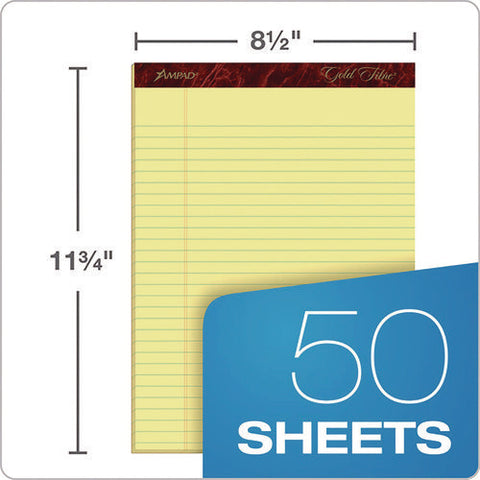 Gold Fibre Writing Pads, Wide/legal Rule, 50 Canary-yellow 8.5 X 11.75 Sheets, 4/pack