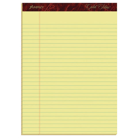 Gold Fibre Writing Pads, Wide/legal Rule, 50 Canary-yellow 8.5 X 11.75 Sheets, 4/pack