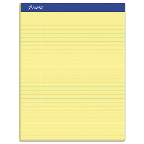 Perforated Writing Pads, Wide/legal Rule, 50 Canary Yellow 8.5 X 11.75 Sheets, Dozen