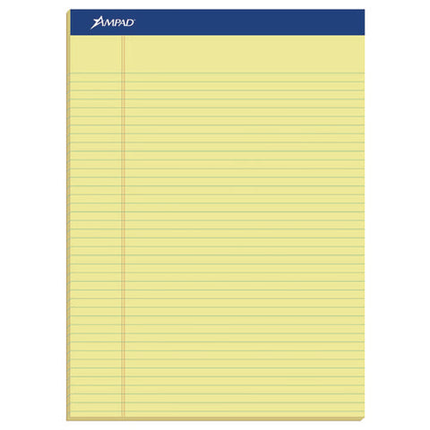 Perforated Writing Pads, Narrow Rule, 50 Canary-yellow 8.5 X 11.75 Sheets, Dozen