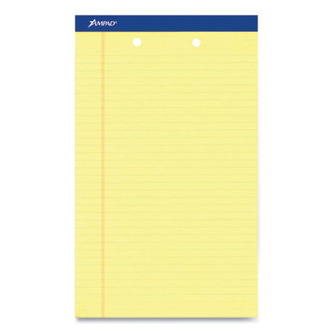 Perforated Writing Pads, Wide/legal Rule, 50 Canary-yellow 8.5 X 14 Sheets, Dozen