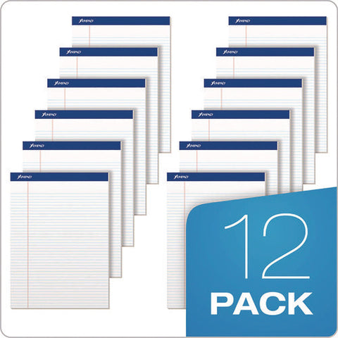 Perforated Writing Pads, Narrow Rule, 50 White 8.5 X 11.75 Sheets, Dozen