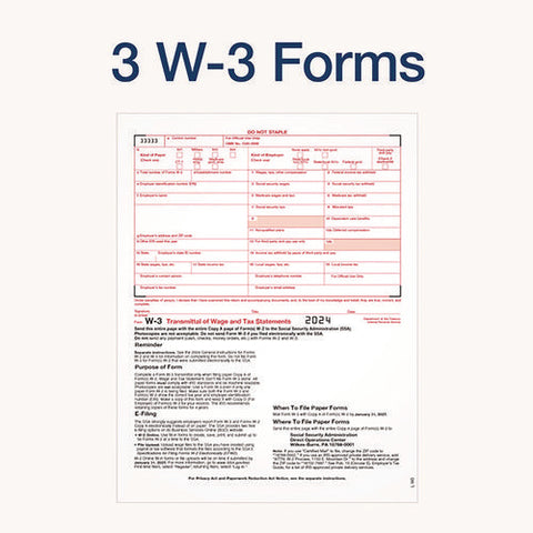 4-part W-2 Continuous Feed Tax Forms, Fiscal Year: 2024, Four-part Carbonless, 5.5 X 8.5, 2 Forms/sheet, 24 Forms Total