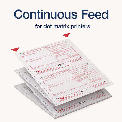 4-part W-2 Continuous Feed Tax Forms, Fiscal Year: 2024, Four-part Carbonless, 5.5 X 8.5, 2 Forms/sheet, 24 Forms Total