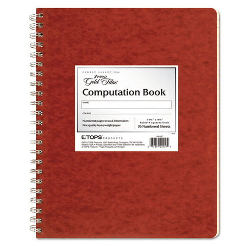 Computation Book, Quadrille Rule (4 Sq/in), Brown Cover, (76) 11.75 X 9.25 Sheets