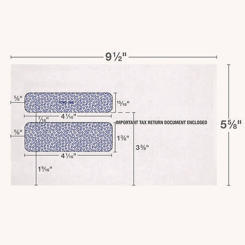 W-2 Laser Double Window Envelope, Commercial Flap, Gummed Closure, 5.63 X 9, White, 24/pack