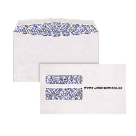 W-2 Laser Double Window Envelope, Commercial Flap, Gummed Closure, 5.63 X 9, White, 24/pack