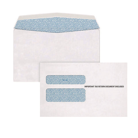 W-2 Gummed Seal Double-window Envelopes, Commercial Flap, Gummed Closure, 5.63 X 9, White, 24/pack