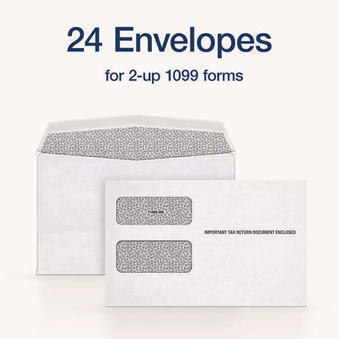 1099 Double Window Envelope, Commercial Flap, Gummed Closure, 5.63 X 9, White, 24/pack