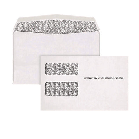 1099 Double Window Envelope, Commercial Flap, Gummed Closure, 5.63 X 9, White, 24/pack