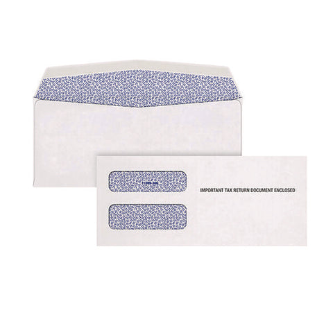 1099 Double Window Envelope, Commercial Flap, Gummed Closure, 3.75 X 8.75, White, 24/pack