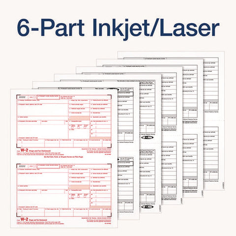 6-part W-2 Tax Form Kit With Security Envelopes And Tax Forms Helper, 2024, 8.5 X 5.5, 2 Forms/sheet, 24 Forms Total