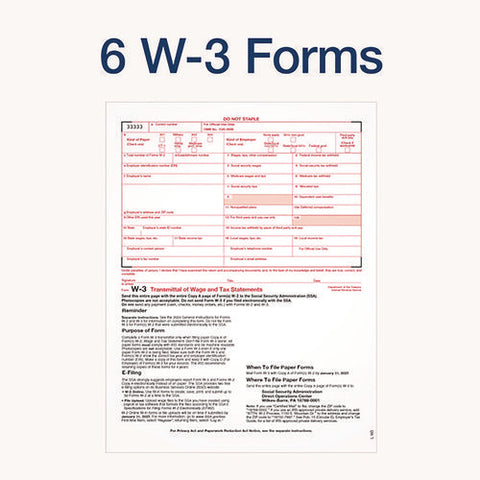 6-part W-2 Tax Forms With Tax Forms Helper, Fiscal Year: 2024, Six-part Carbonless, 8.5 X 5.5, 2 Forms/sheet, 50 Forms Total