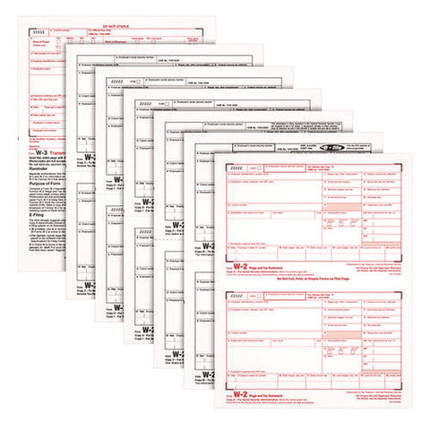 6-part W-2 Tax Forms With Tax Forms Helper, Fiscal Year: 2024, Six-part Carbonless, 8.5 X 5.5, 2 Forms/sheet, 50 Forms Total