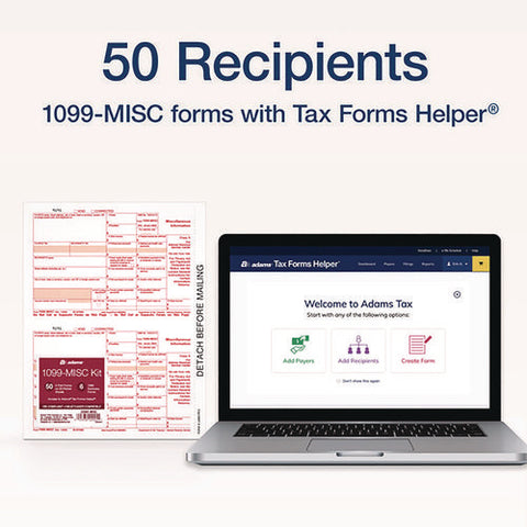 4-part 1099-misc Tax Forms With Tax Forms Helper, 2024, Four-part Carbonless, 8.5 X 5.5, 2 Forms/sheet, 50 Forms Total