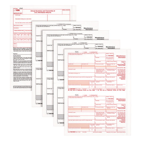 4-part 1099-misc Tax Forms With Tax Forms Helper, 2024, Four-part Carbonless, 8.5 X 5.5, 2 Forms/sheet, 50 Forms Total